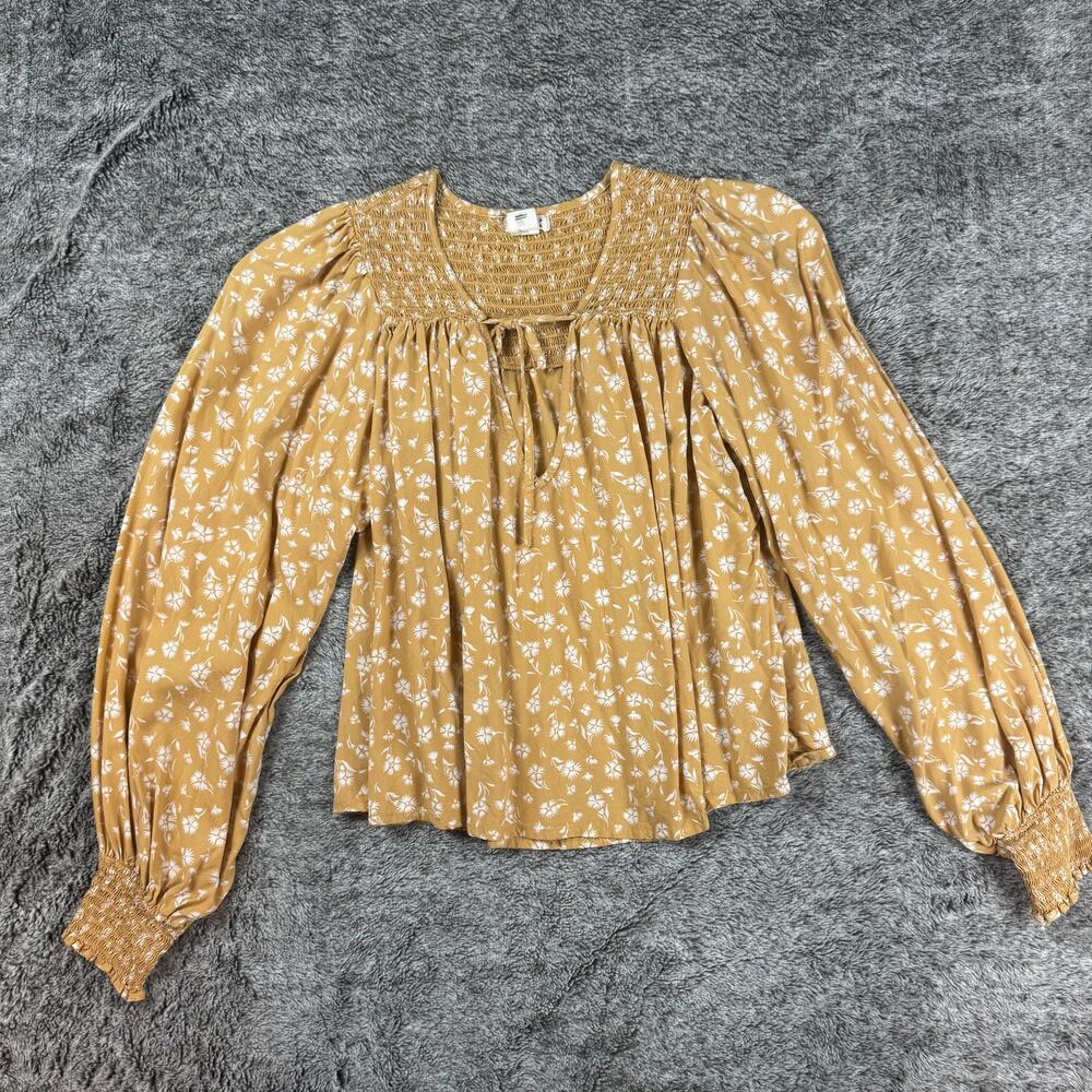 Billabong Blouse Women's Small Yellow & White Floral
